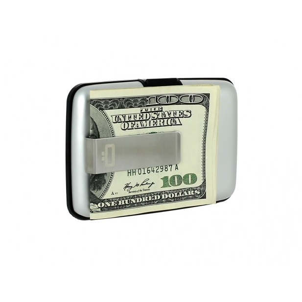 OGON Aluminum Wallet with Money Clip - Silver