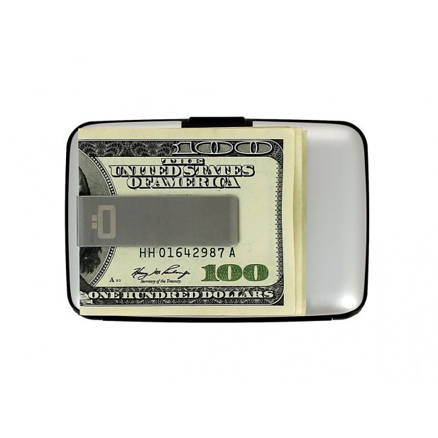 OGON Aluminum Wallet with Money Clip - Silver