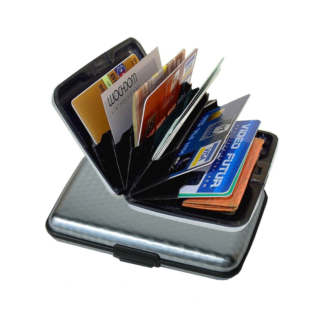 Silver Ogon Ribbed Clip On Credit Card Case
