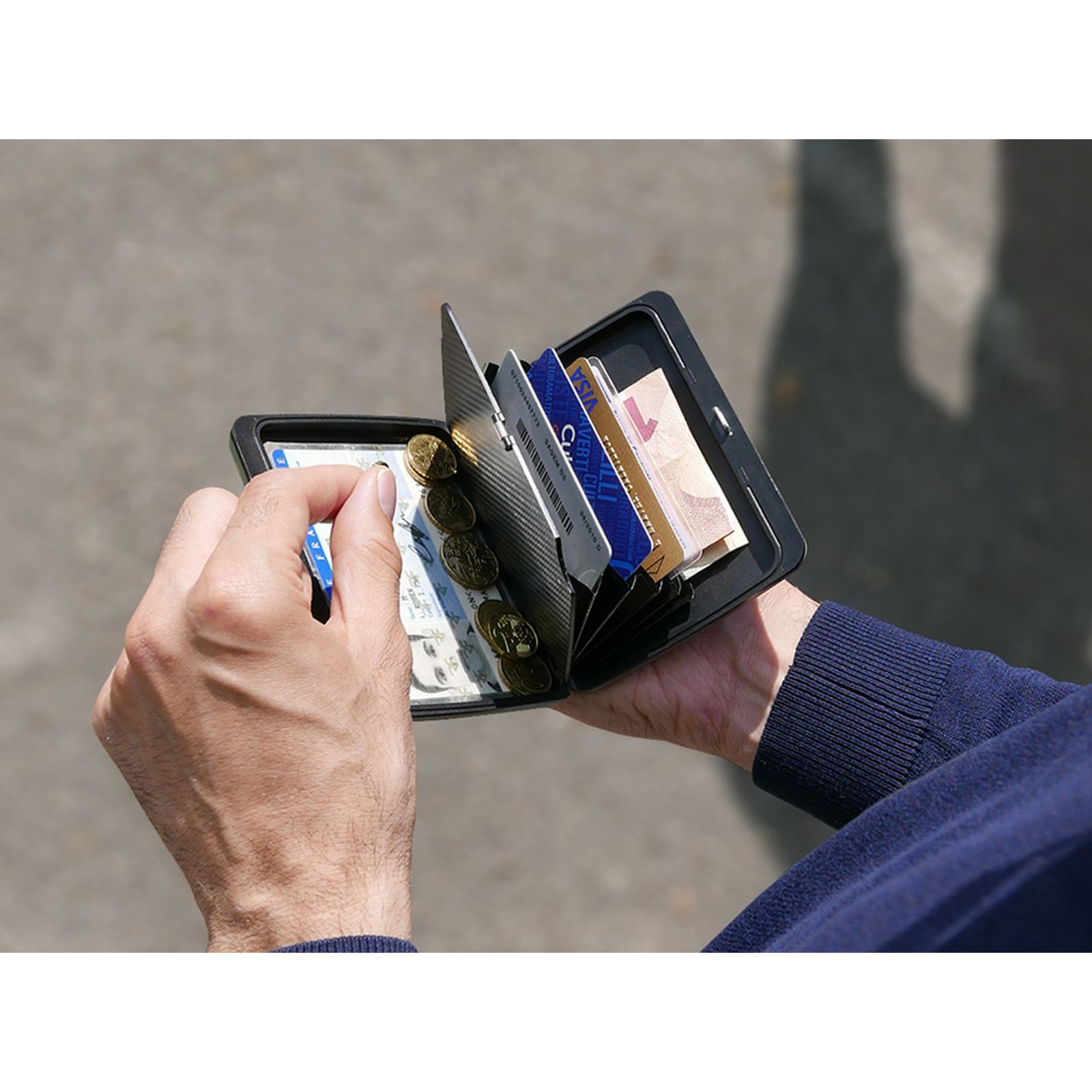 OGON Aluminum Wallet Smart Case V2.0 Large - Black