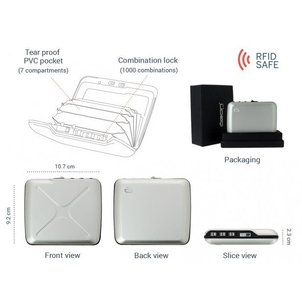 OGON Mini Safe Code Wallet - Silver