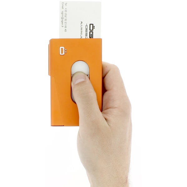 OGON Aluminum Business card holder One Touch - Orange