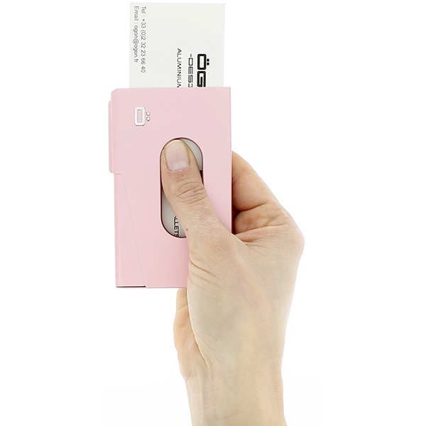 OGON Aluminum Business card holder One Touch - Pink