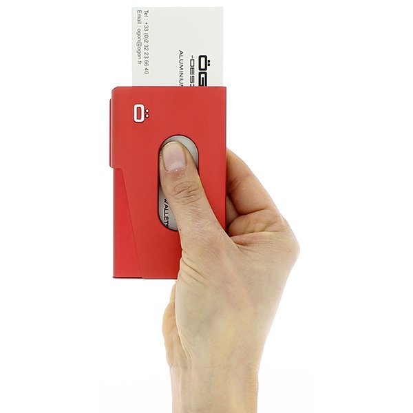 OGON Aluminum Business card holder One Touch - Red