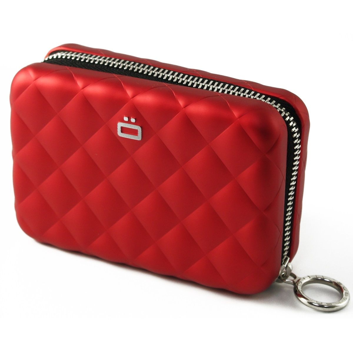 Ogon Red Quilted Zipper Aluminium Purse