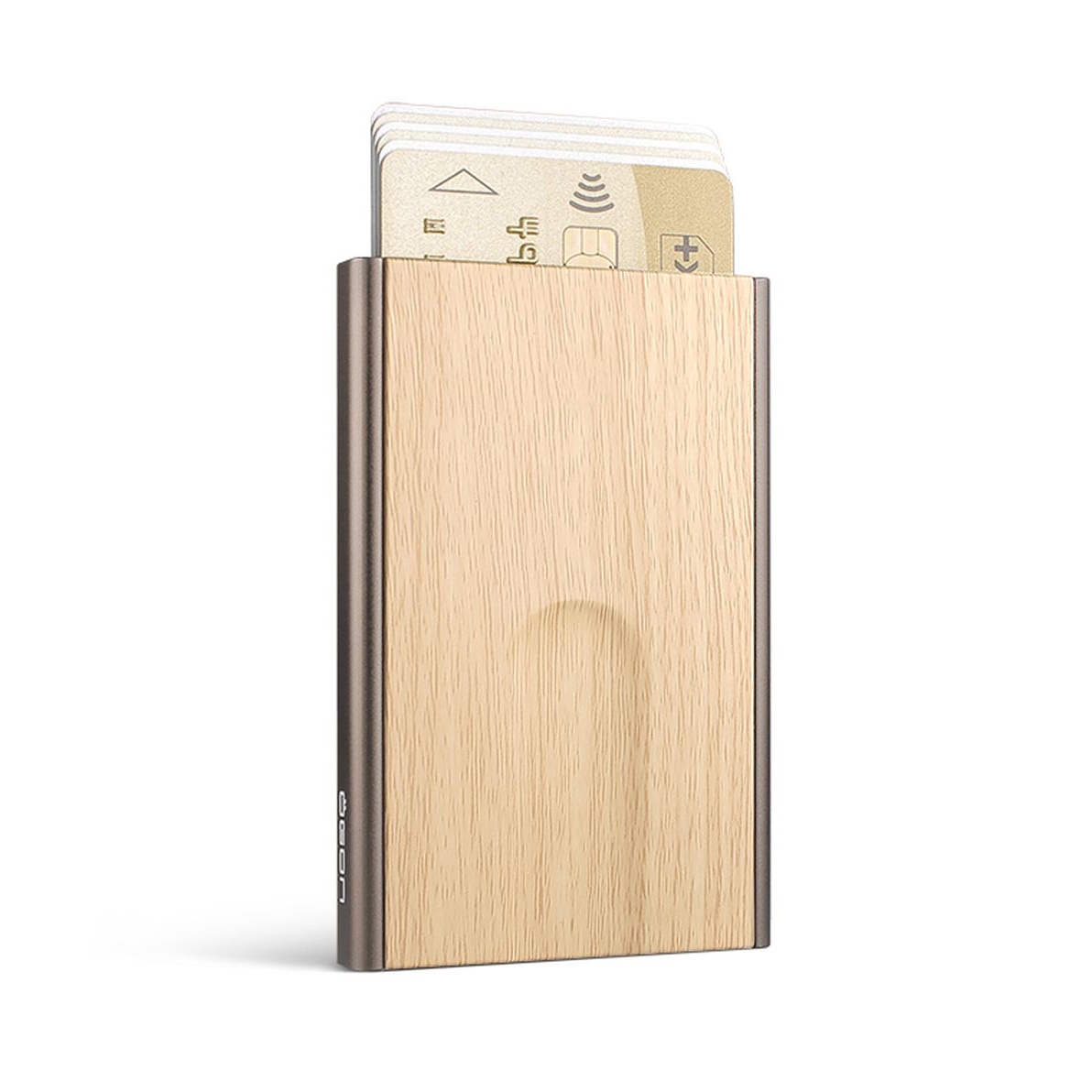 OGON Slider Aluminum Wallet - Wood imitation Bamboo