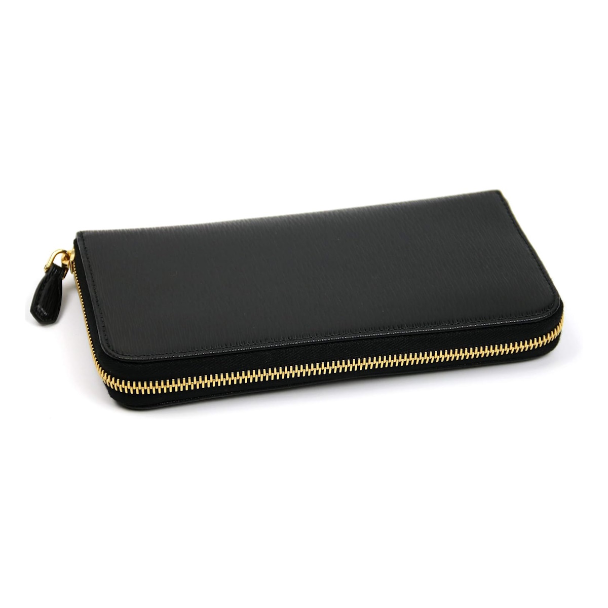 Prada Vitello Women's 1MH176 Leather Wallet With Zip Around - Black