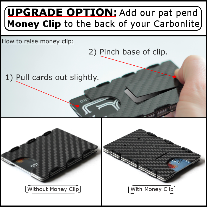 slimTECH Carbon Fiber Wallet With Money Clip and Strap - Carbon Stain/Red