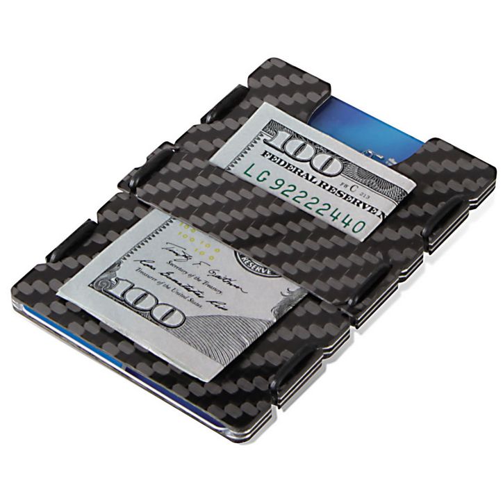 slimTECH Carbon Fiber Wallet With Money Clip and Strap - Carbon Stain