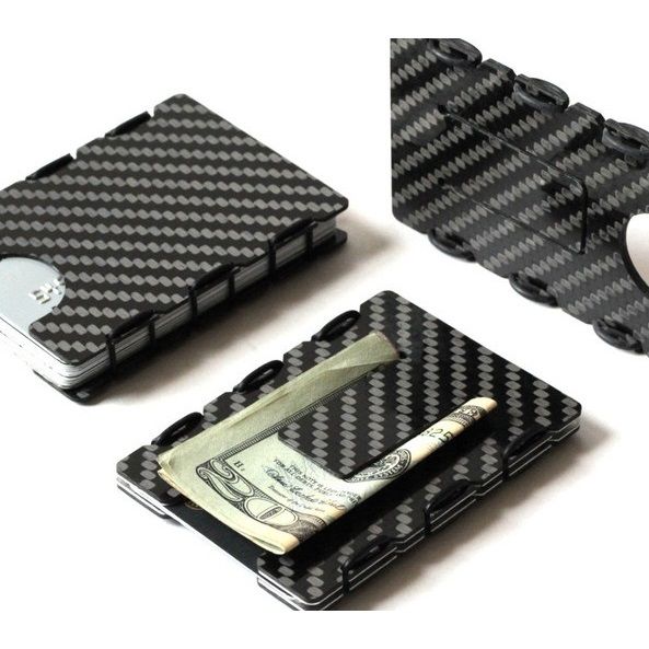 slimTECH Carbon Fiber Wallet With Money Clip - Silver
