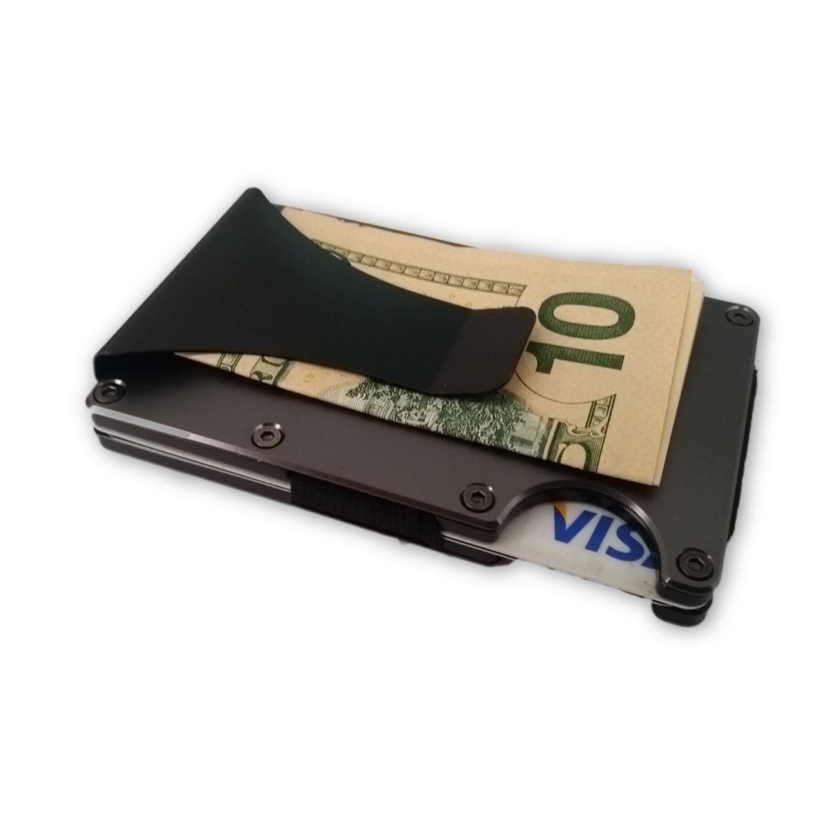 Minimalist Aluminium Wallet with Money Clip - Dark Grey