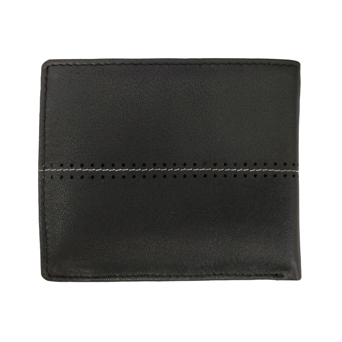 solo Leather Wallet With Horizontal Stitch and Coin Pouch - Black