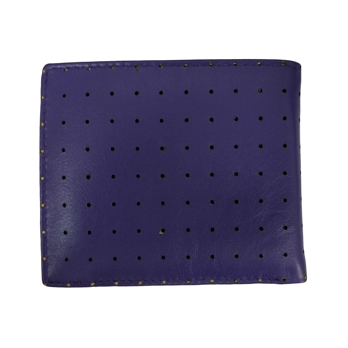 solo Leather Wallet Perforated With Coin Pouch - Blue