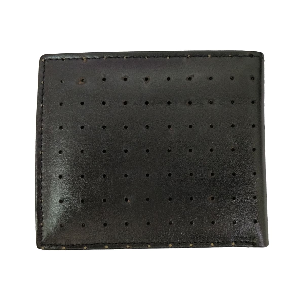 solo Leather Wallet Perforated With Coin Pouch - Black