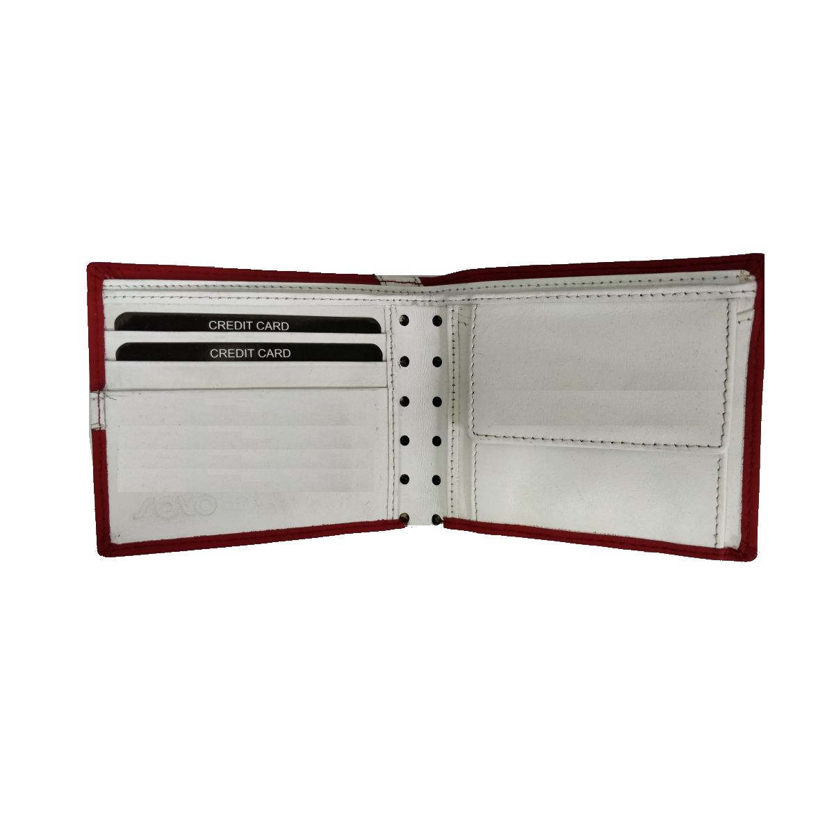 solo Leather Wallet With Broken Strip and Coin Pouch - Red/White