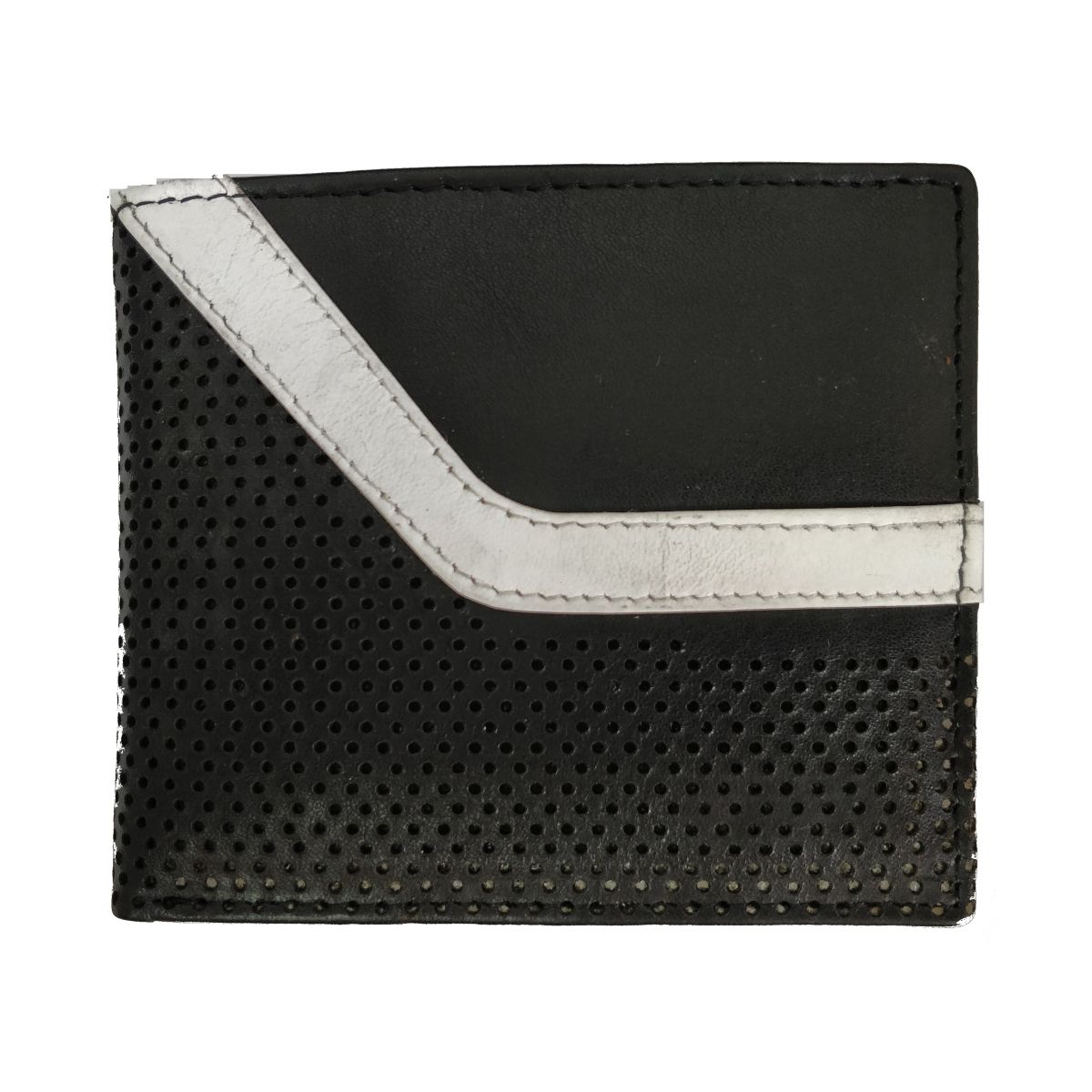 solo Leather Wallet With Broken Strip and Coin Pouch - Black/Blue