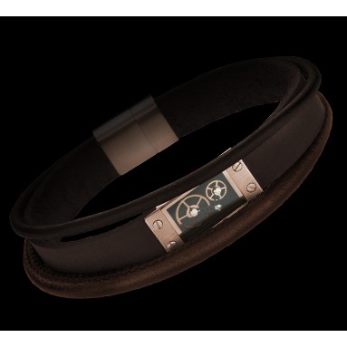 STORM London Cog Leather Bracelet - Brown
