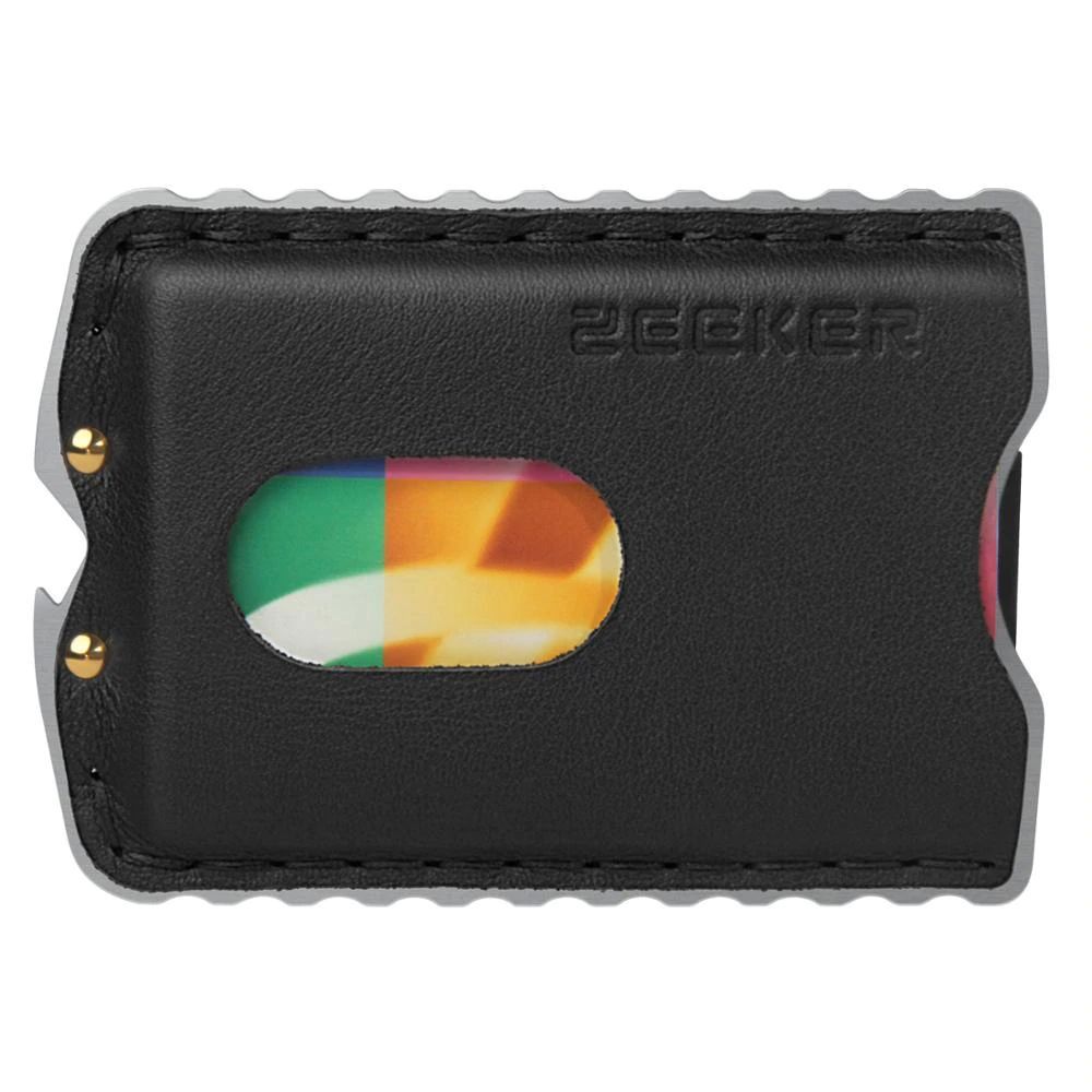 Minimalist Stainless Steel and Genuine Leather Wallet - Black